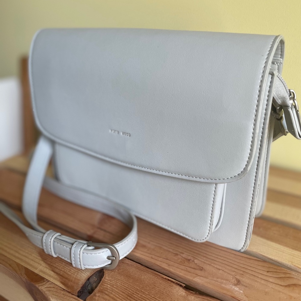 Pixie Mood Zoe Crossbody Vegan Faux Leather Messenger Bag Gray Purse EcoFriendly
